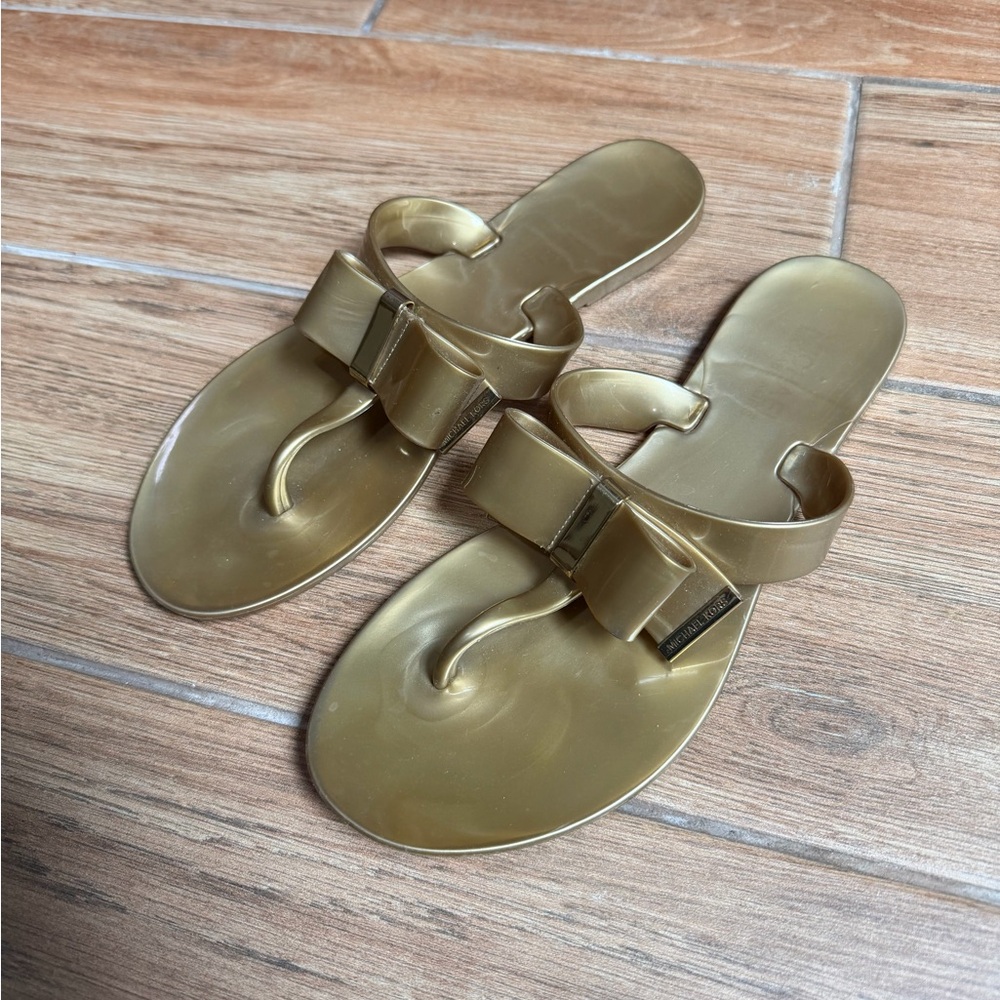 Michael Kors Gold Bow Women's PVC Jelly Sandals